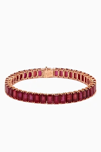 Emerald-cut Ruby Tennis Bracelet in 18kt Rose-Gold