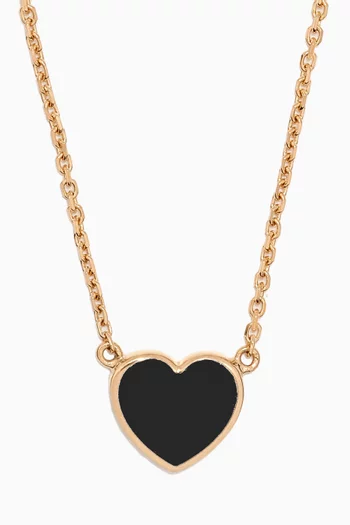 Heart Enamel Necklace in 18kt Yellow Gold