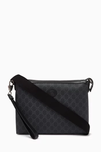 GG Supreme-print Messenger Bag in Canvas & Leather