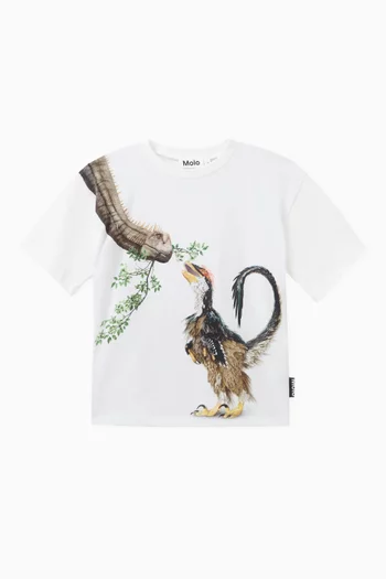 Dino Meeting Graphic Print T-shirt in Organic Cotton