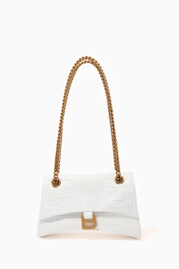 Small Crush Chain Shoulder Bag in Croc-embossed Leather