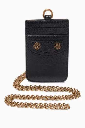 Le Cagole Card Holder on Chain in Leather