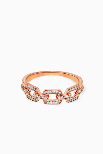Links Trio Diamond Ring in 18kt Rose Gold