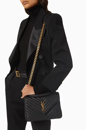 حقيبة كتف كوليج متوسطة بسلسلة جلد مبطن