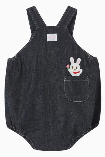 Bunny & Flowers Motif Romper in Cotton