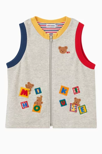 Alphabet Embroidered Vest in Cotton-blend