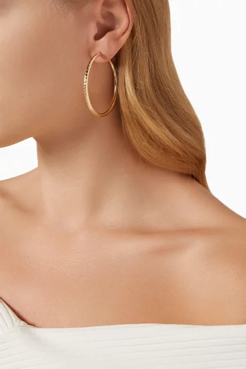 أقراط دائرية مقاس XL بنقشة ماسات ذهب أصفر عيار 14