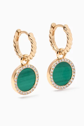 Petite DY Elements® Diamonds & Malachite Drop Earrings in 18kt Gold