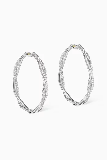 Petite Infinity Hoop Earrings with Pavé Diamonds in Sterling Silver