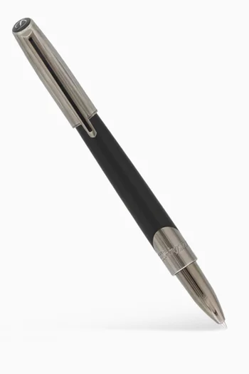 قلم حبر جاف بلون أسود وفضي داكن