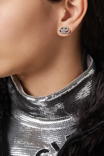 BB XS Rhinestone Stud Earrings in Brass