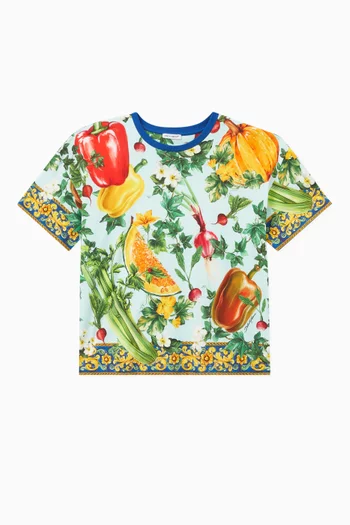 Farmer-print T-shirt in Cotton