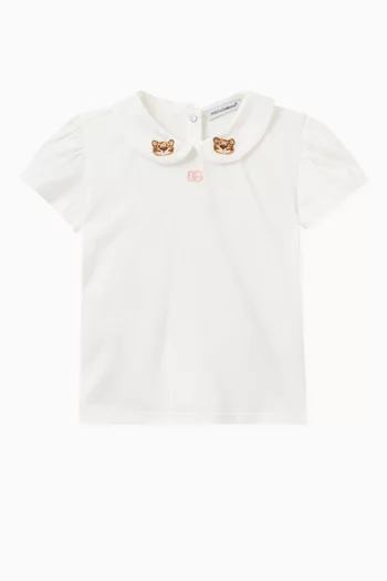 Embroidered Collared T-shirt in Jersey