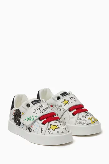 Sport Print Sneakers in Leather