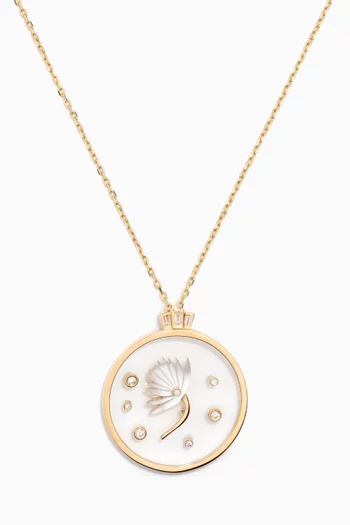 قلادة وورد 2.0 مرصعة بالماس وعرق اللؤلؤ ذهب عيار 18