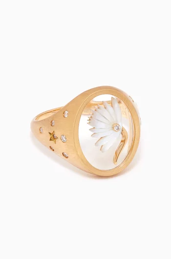 Wared 2.0 Diamond & Mother of Pearl Ring in 18kt Gold