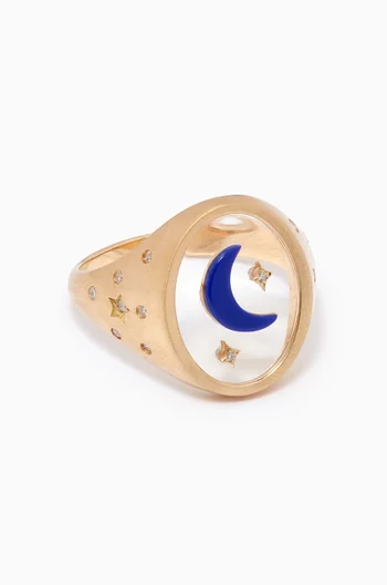 Hilal 2.0 Diamond & Lapis Lazuli Ring in 18kt Gold