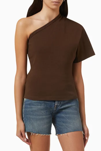 One-shoulder T-shirt in Heavyweight Cotton Jersey