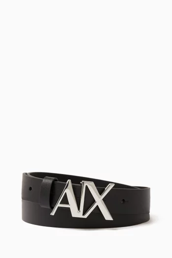 AX Logo Buckle Belt in Leather