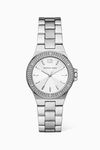 ساعة لينوكس كوارتز ميني مرصعة بأحجار بافيه ستانلس ستيل، 33 مم