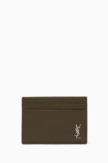 Tiny Monogram Card Case in Grained Leather