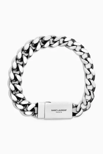 Logo-engraved Curb Chain Bracelet