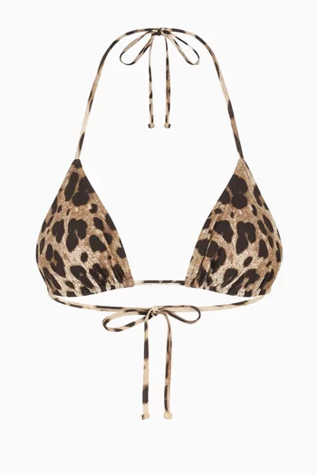 Leopard-print Triangle Bikini Top