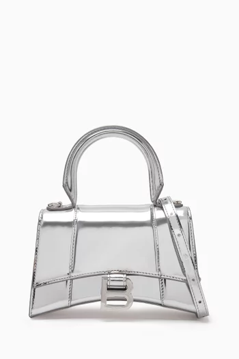 Hourglass XS Top-handle Bag in Metallic Leather