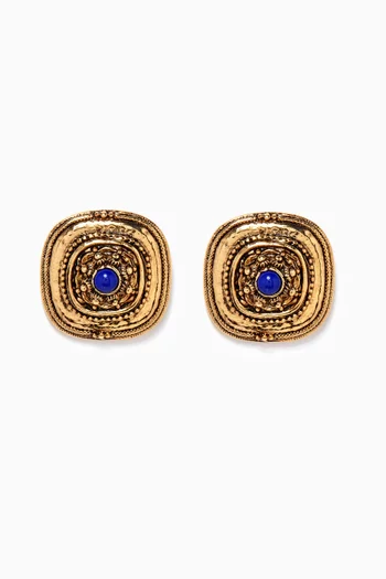 Lapis Lazuli Clip-on Earrings in Gold-plated Brass