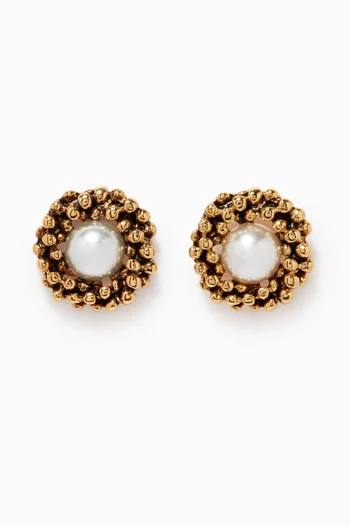 In Touch Stud Earrings in Gold-plated Brass