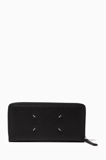 Four-stitch Long Wallet in Grained Leather