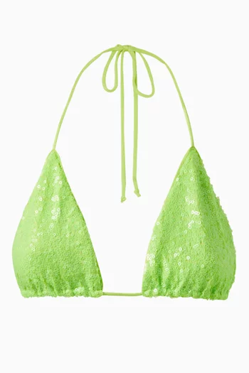 Sequin String Bikini Top in Stretch Nylon
