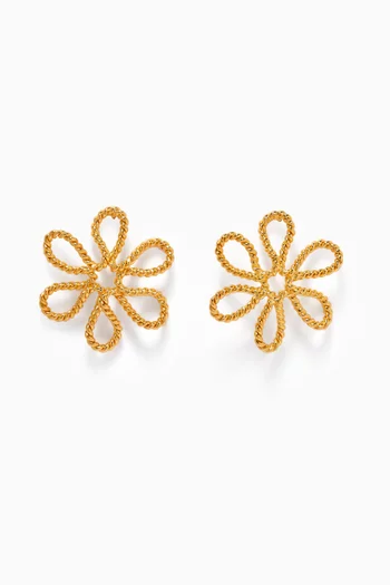 Flower Studs in Gold-plated Brass
