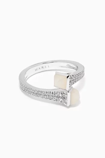 Cleo Diamond & Moonstone Ring in 18kt White Gold