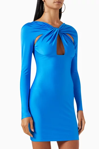 Twisted Cut-out Mini Dress in Stretch Jersey