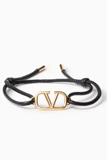 Valentino Garavani VLogo Signature Bracelet in Metal & Nappa Leather