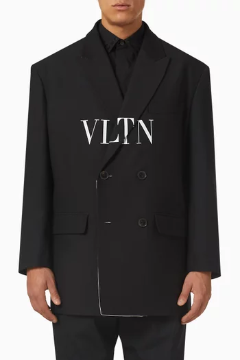 Valentino Crepe Couture Double-breasted Jacket in Virgin Wool-silk Blend