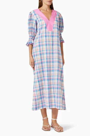 Penelope Checked Midi Dress in Cotton-blend
