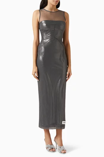 x Kim Foiled Maxi Dress in Jersey & Tulle