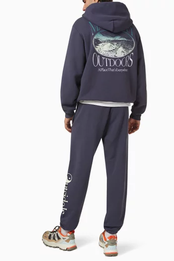 Outdoors Print Hoodie in Cotton-fleece
