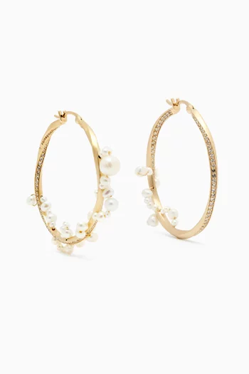 Manifold II Pearl & Topaz Hoop Earrings in 14kt Gold Vermeil