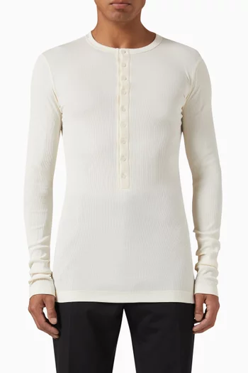 Button-front T-shirt in Ribbed Jersey
