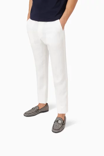 Logo Loafers in Jacquard & Leather