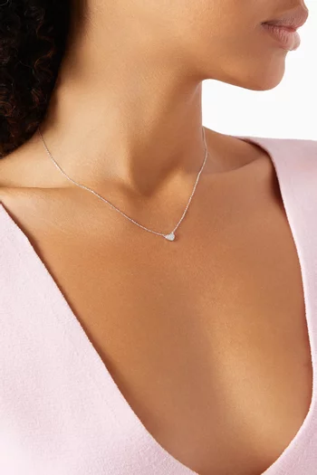 Mini Pavé Diamond Heart Pendant Necklace in 14kt White Gold