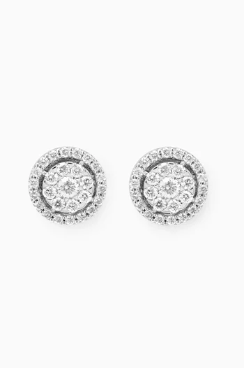 Round Pavé Diamond Studs in 14kt White Gold