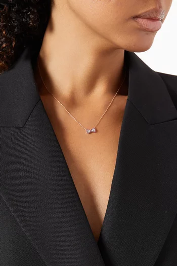 Double Heart Ruby & Diamond Pendant Necklace in 14kt Rose Gold