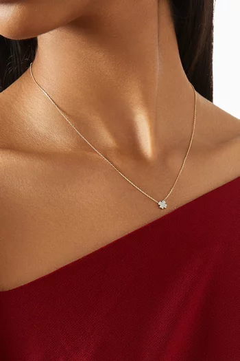 Mini Clover Pave Diamond Necklace in Rose Gold