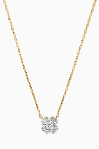 Mini Clover Pave Diamond Necklace in Rose Gold