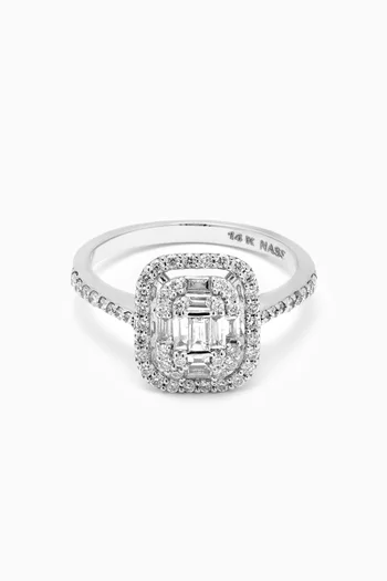 Mystery Set Double Frame Diamond Ring in 14kt White Gold