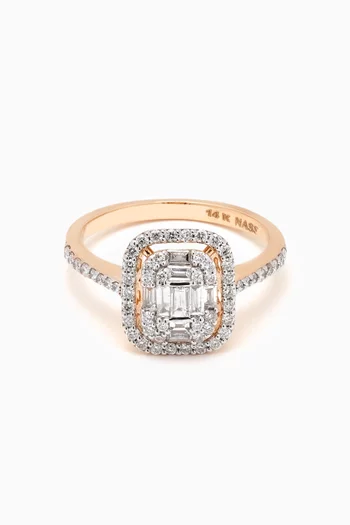 Mystery Set Double Frame Diamond Ring in 14kt Gold